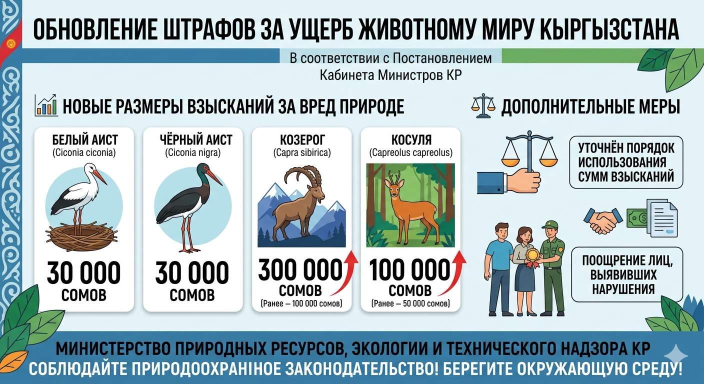 Кыргызстанда жаныбарлар дүйнөсүнө келтирилген зыян үчүн жоопкерчилик күчөтүлдү