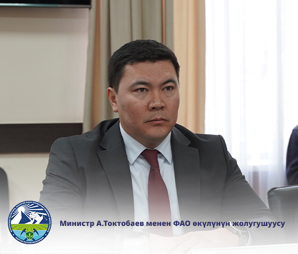 Встреча Министра природных ресурсов, экологии и технического надзора Кыргызской Республики Токтобаева А.Т. с Представителем Продовольственной и сельскохозяйственной организации ООН (ФАО) в Кыргызской Республике г-ном Олегом Гучгельдиевым состоялась встреча Министра природных ресурсов, экологии и технического надзора Кыргызской Республики Токтобаева А.Т. с Представителем Продовольственной и сельскохозяйственной организации ООН (ФАО) в Кыргызской Республике г-ном Олегом Гучгельдиевым.